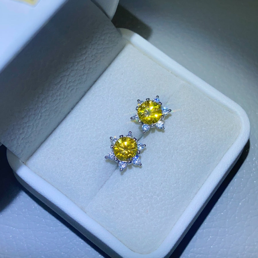 2 Carat Moissanite 925 Sterling Silver Stud Earrings Mustard / One Size Apparel and Accessories