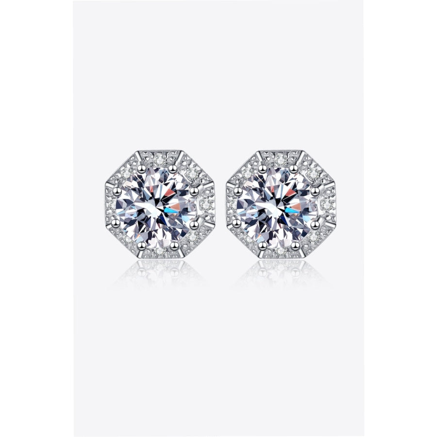 2 Carat Moissanite 925 Sterling Silver Stud Earrings Silver / One Size