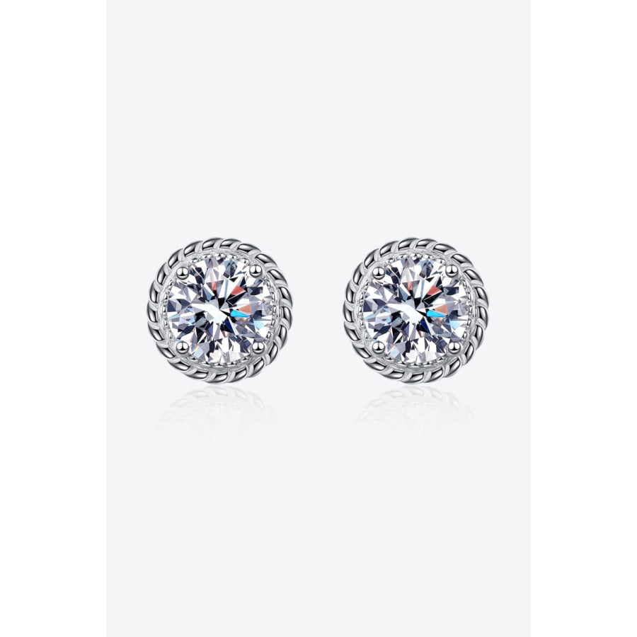 2 Carat Moissanite 925 Sterling Silver Stud Earrings Silver / One Size