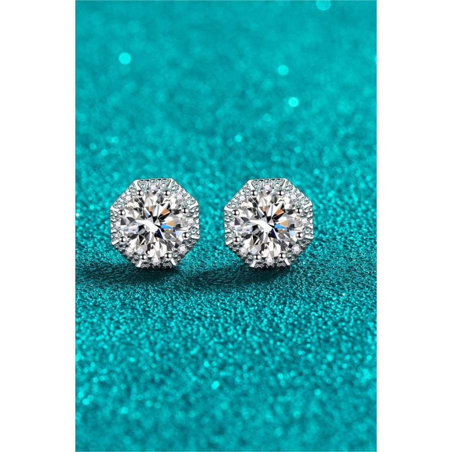 2 Carat Moissanite 925 Sterling Silver Stud Earrings Silver / One Size