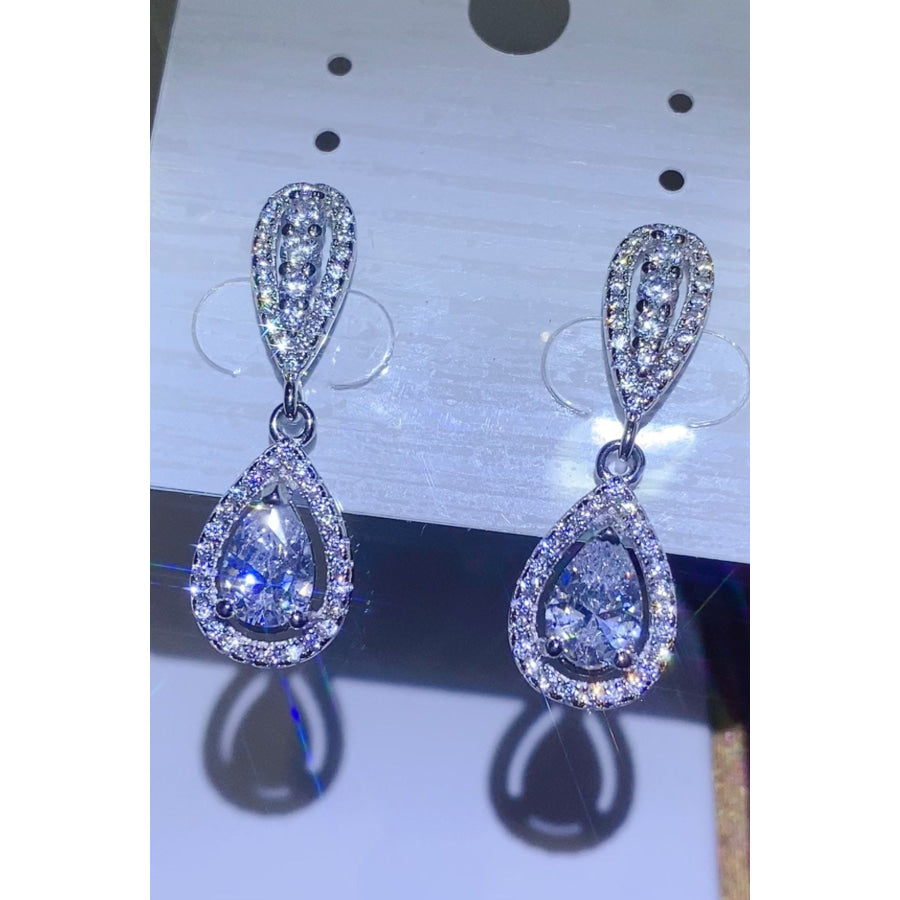 2 Carat Moissanite 925 Sterling Silver Teardrop Earrings Silver / One Size Apparel and Accessories