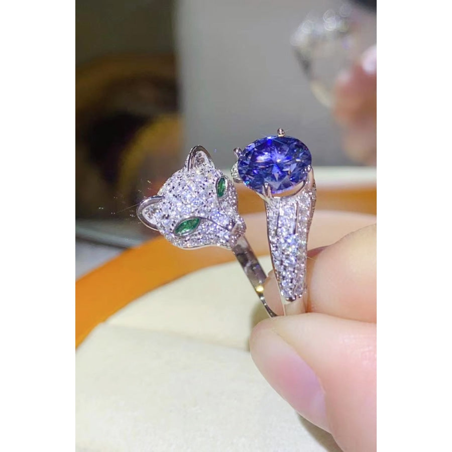 2 Carat Moissanite Adjustable Animal Bypass Ring Blue / One Size