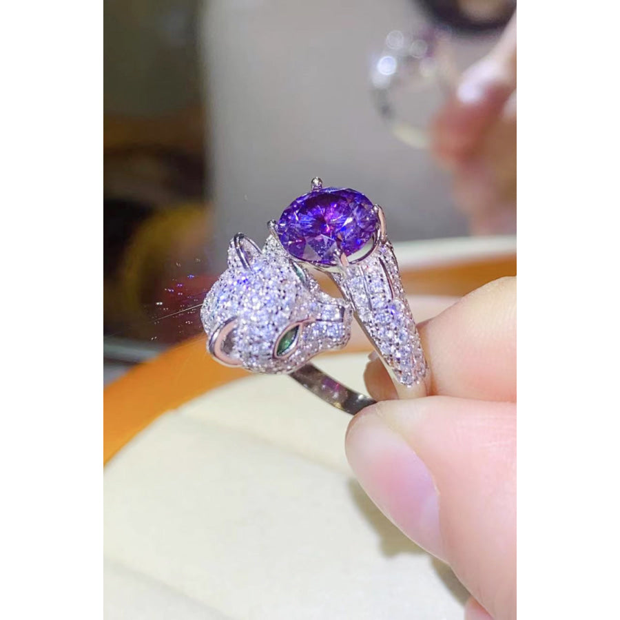 2 Carat Moissanite Adjustable Animal Bypass Ring Purple / One Size