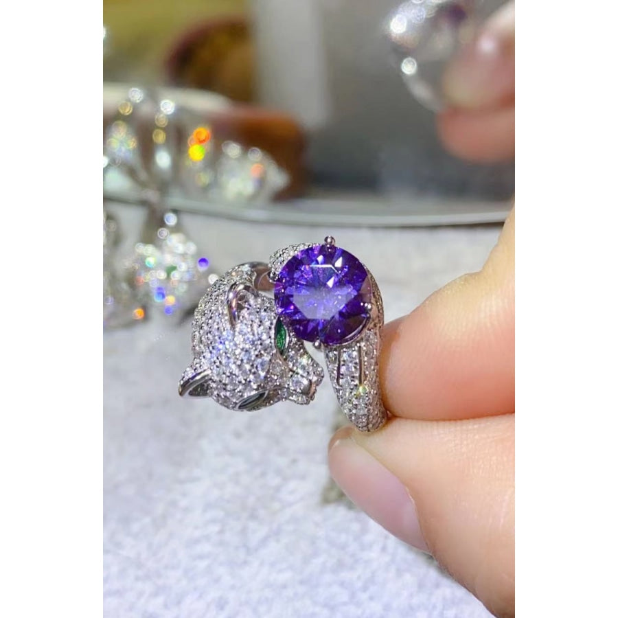 2 Carat Moissanite Adjustable Animal Bypass Ring Purple / One Size