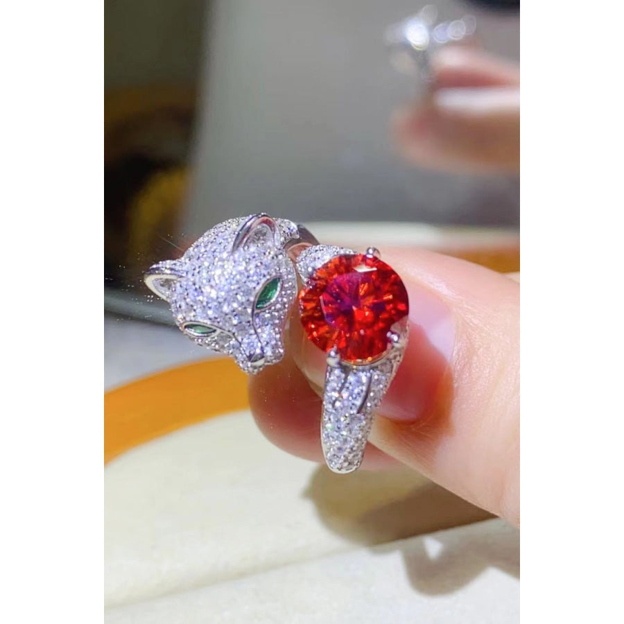 2 Carat Moissanite Adjustable Animal Ring Red / One Size