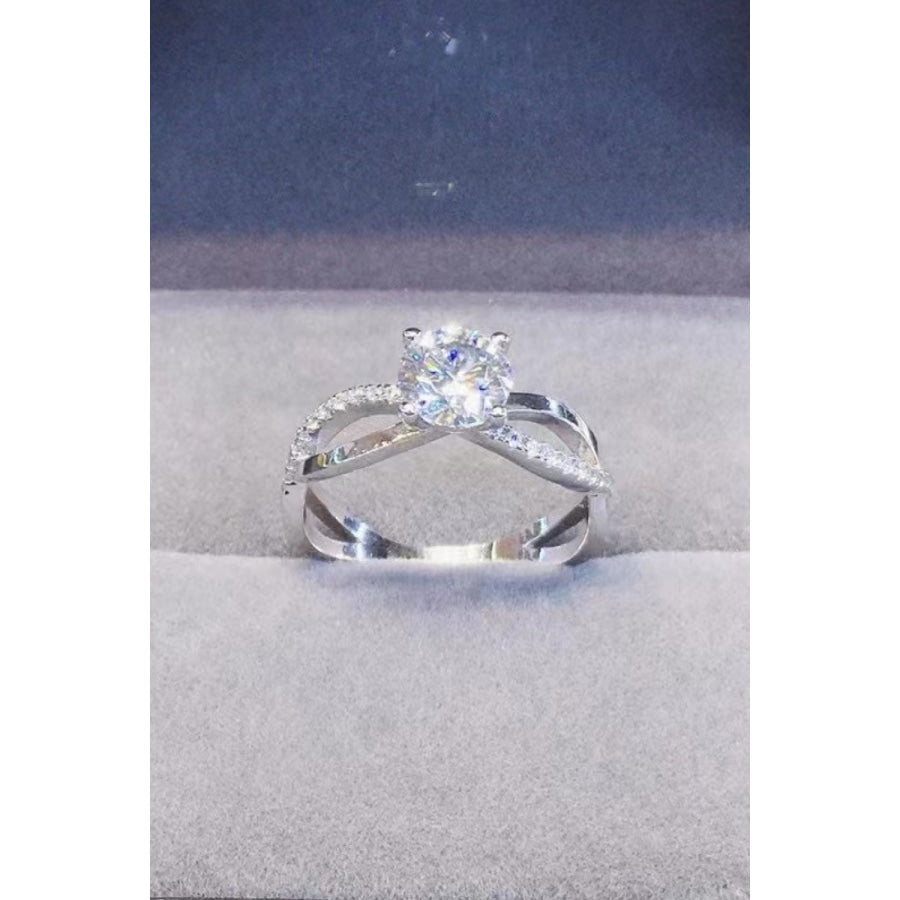 2 Carat Moissanite Crisscross 925 Sterling Silver Ring Silver / 4.5