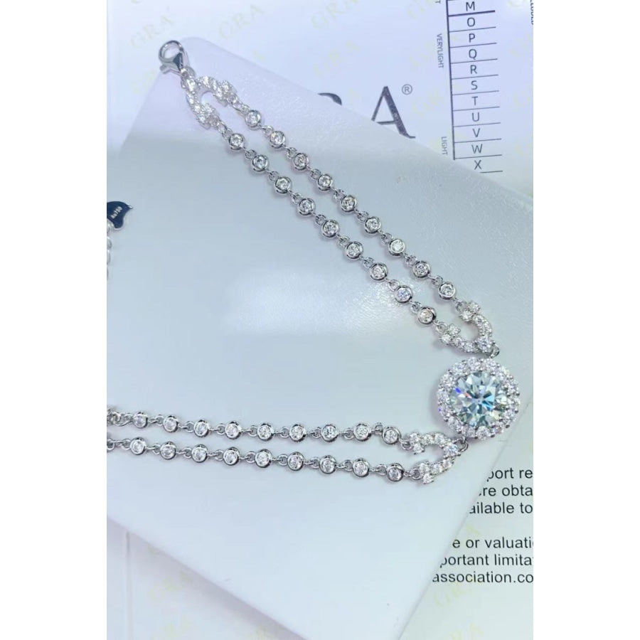 2 Carat Moissanite Double-Layered Bracelet Silver / One Size