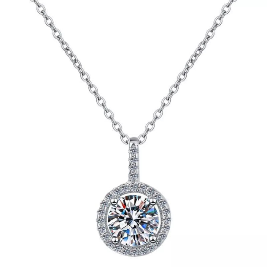 2 Carat Moissanite Pendant Necklace Silver / One Size Apparel and Accessories