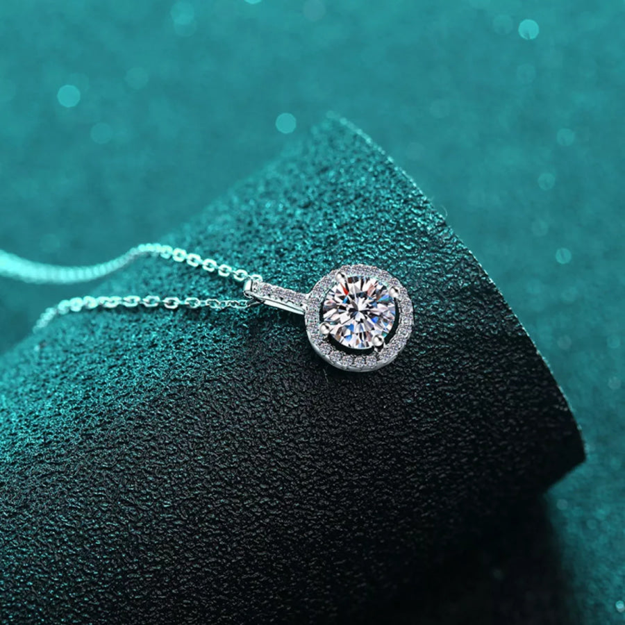 2 Carat Moissanite Pendant Necklace Silver / One Size Apparel and Accessories