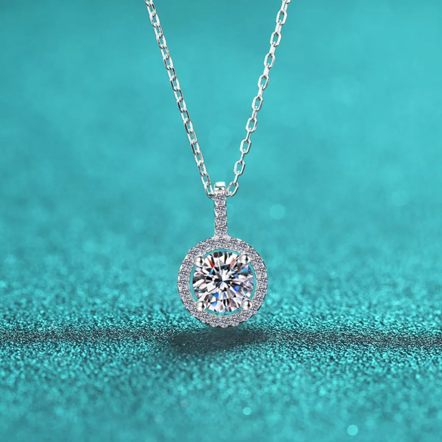 2 Carat Moissanite Pendant Necklace Silver / One Size Apparel and Accessories