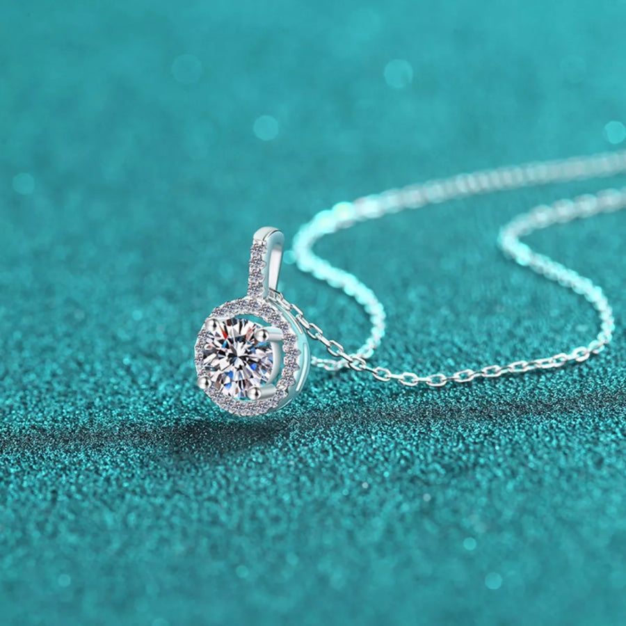 2 Carat Moissanite Pendant Necklace Silver / One Size Apparel and Accessories