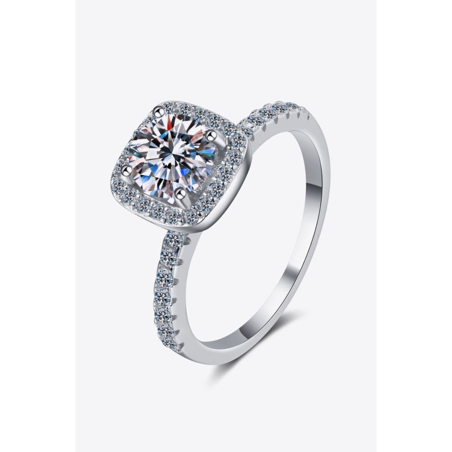 2 Carat Moissanite Square Halo Ring Silver / 5