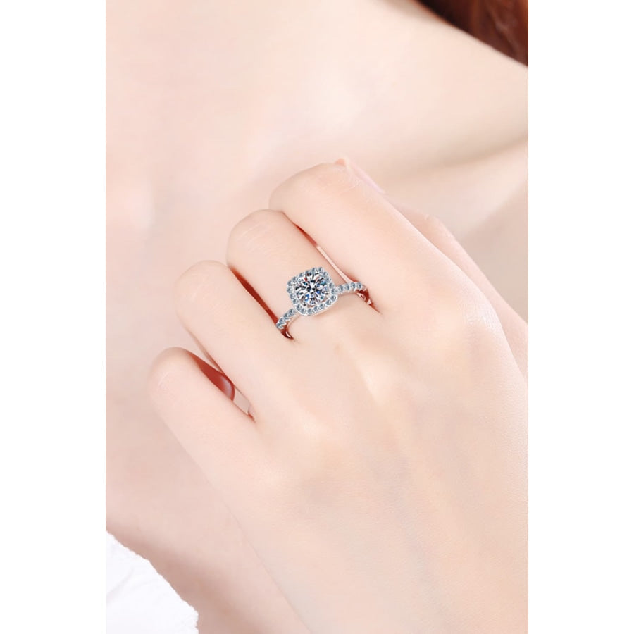 2 Carat Moissanite Square Halo Ring Silver / 5