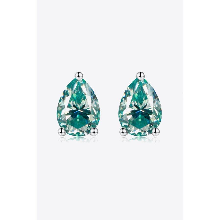 2 Carat Moissanite Teardrop Earrings Teal / One Size