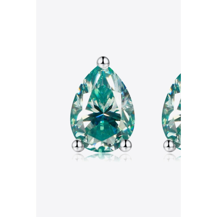 2 Carat Moissanite Teardrop Earrings Teal / One Size