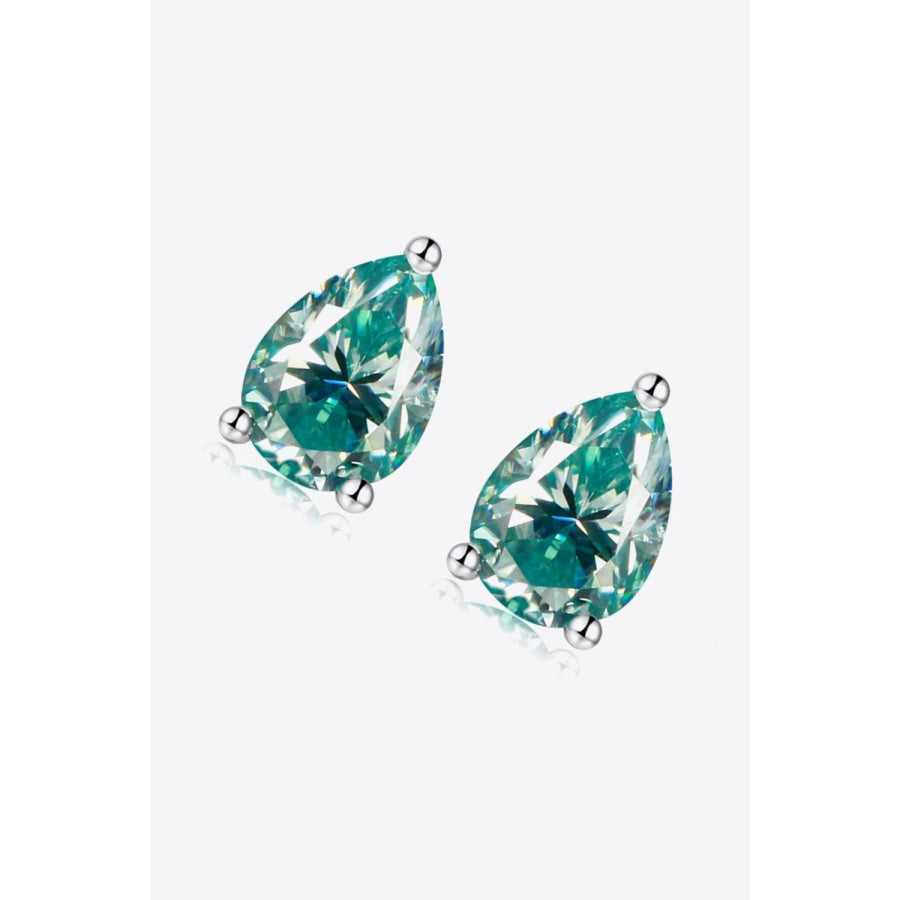 2 Carat Moissanite Teardrop Earrings Teal / One Size