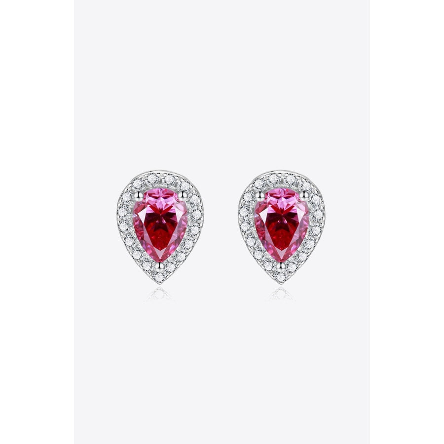 2 Carat Moissanite Teardrop Stud Earrings in Rose Rose / One Size