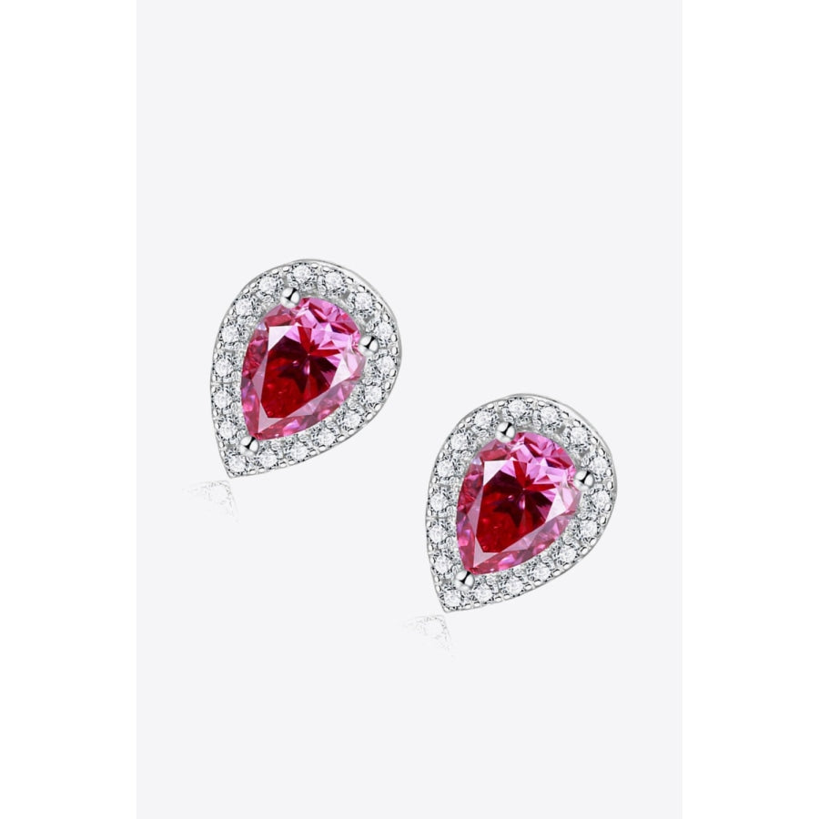 2 Carat Moissanite Teardrop Stud Earrings in Rose Rose / One Size