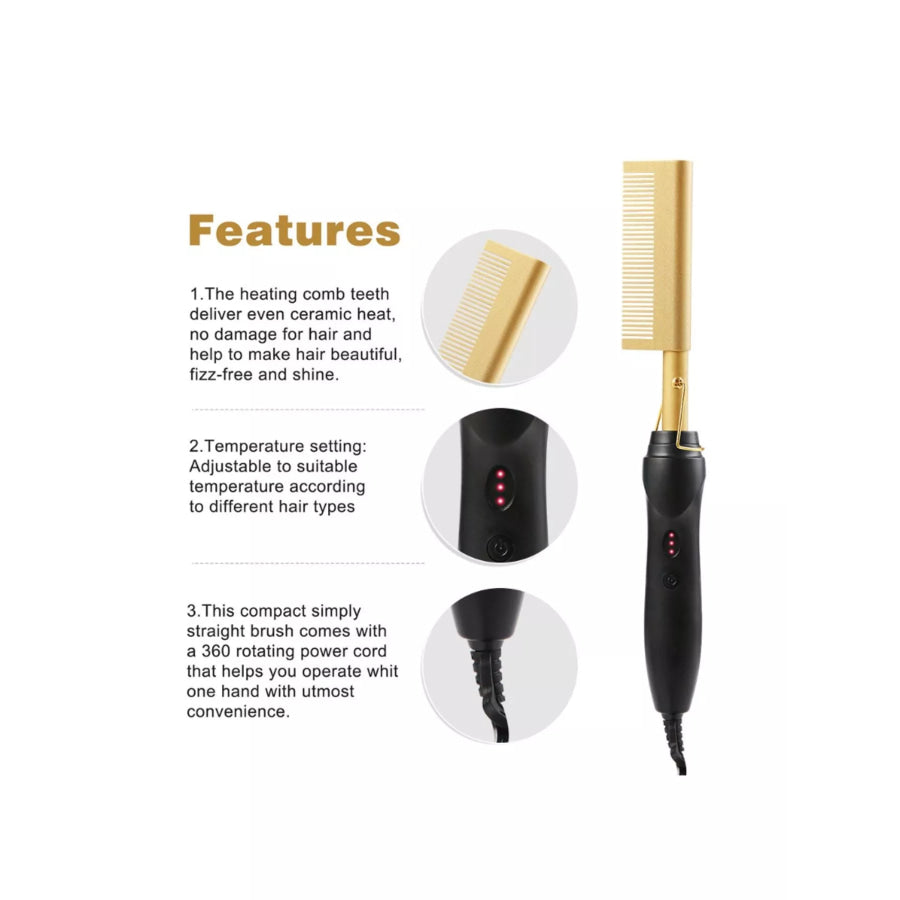 2-in-1 Curling Straightening Brush Hair Apparel and Accessories