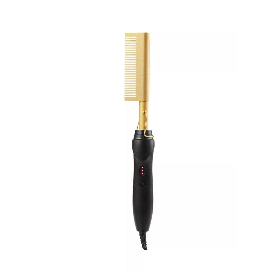 2-in-1 Curling Straightening Brush Hair Gold / European plug Apparel and Accessories