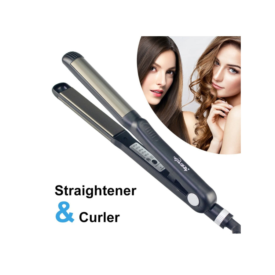 2-in-1 Hair Straightener & Curler Black / European plug Apparel and Accessories