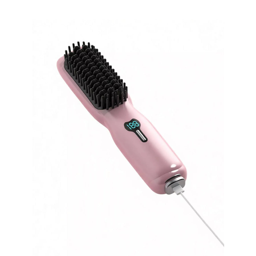 2-in-1 Mini Wireless Ionic Brush Hair Straightening Comb Apparel and Accessories