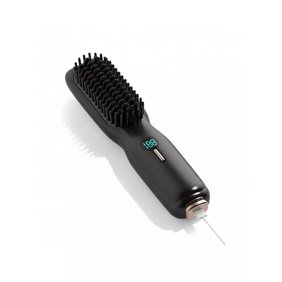 2-in-1 Mini Wireless Ionic Brush Hair Straightening Comb Black / ONESIZE Apparel and Accessories