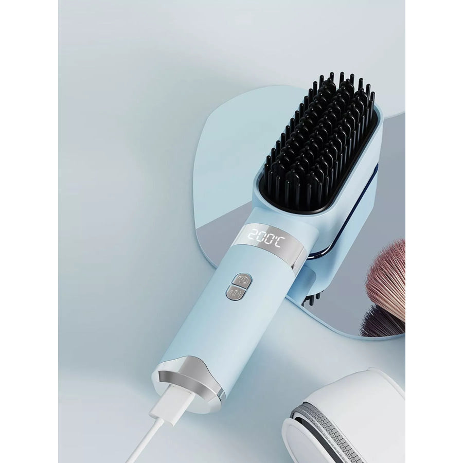 2-in-1 Portable Wireless Ionic Brush Straightener Comb Apparel and Accessories
