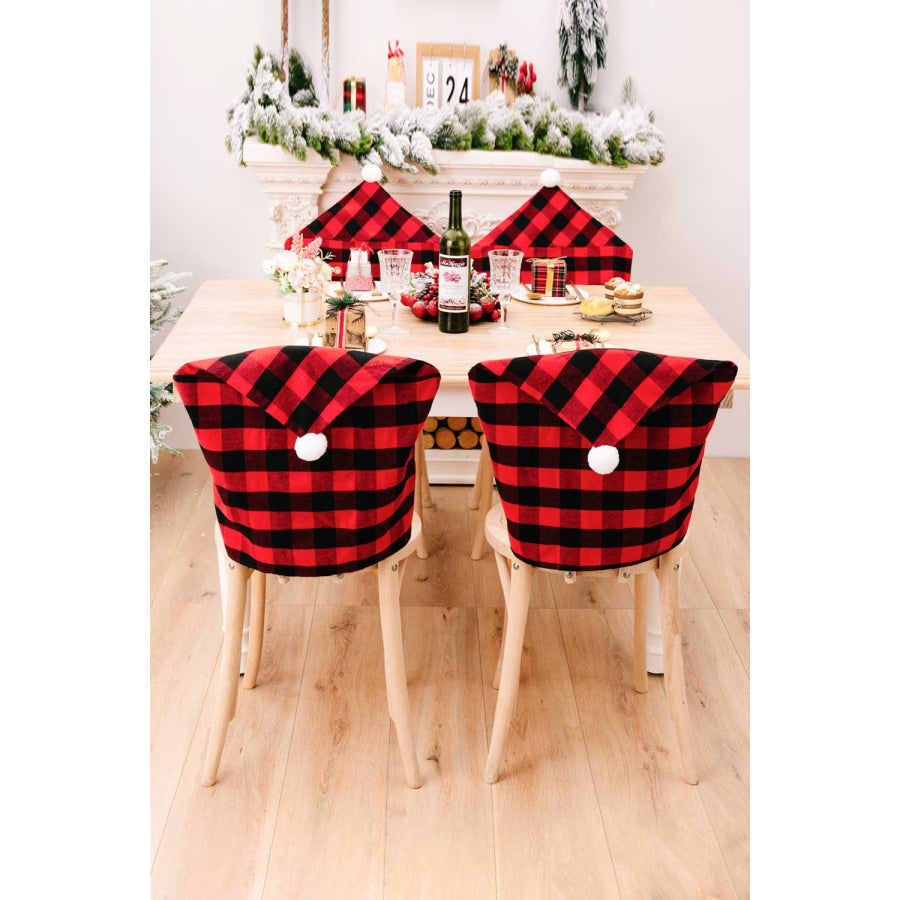 2-Pack Christmas Plaid Chair Covers Red / One Size/2 Pack Apparel and Accessories