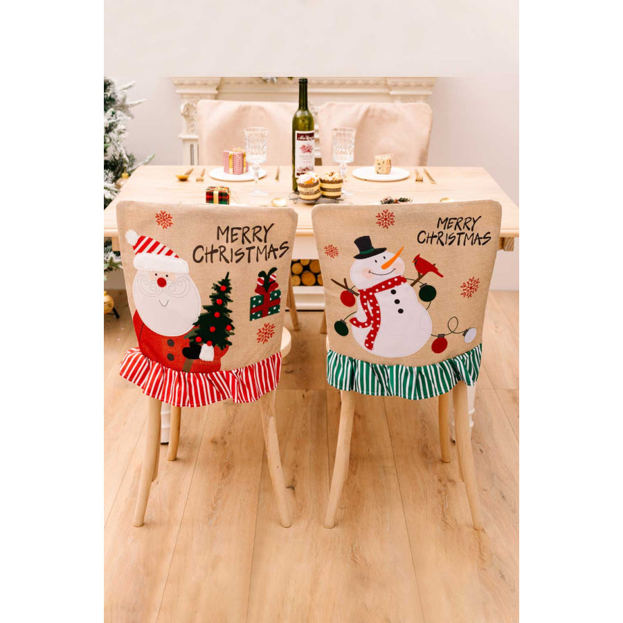 2-Pack Christmas Snowman Chair Covers Santa/Snowman / One Size/2 Pack Apparel and Accessories