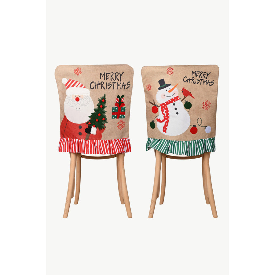 2-Pack Christmas Snowman Chair Covers Santa/Snowman / One Size/2 Pack Apparel and Accessories