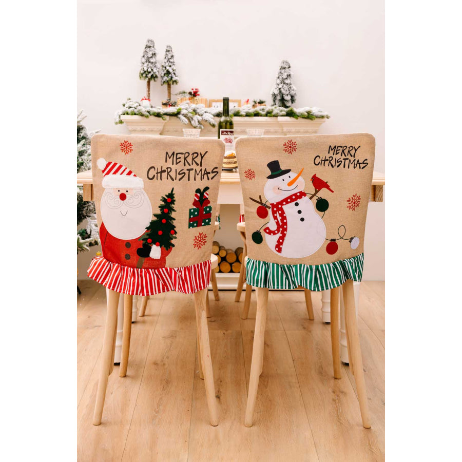 2-Pack Christmas Snowman Chair Covers Santa/Snowman / One Size/2 Pack Apparel and Accessories