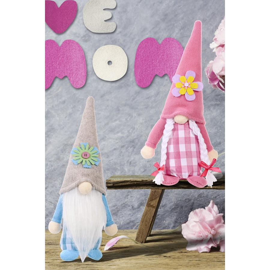 2-Pack Mother’s Day Pointed Hat Faceless Gnomes Gray/Pink / One Size