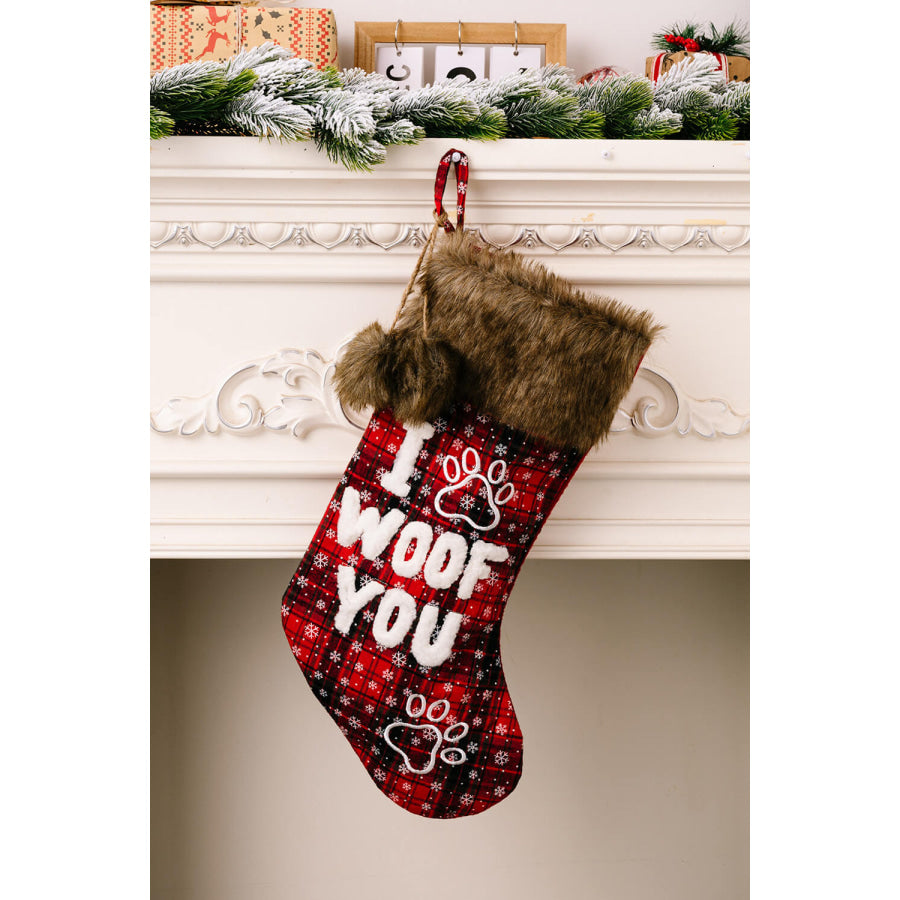 2-Pack Plush Christmas Stockings Letter/Claw / One Size/2 Pack Apparel and Accessories