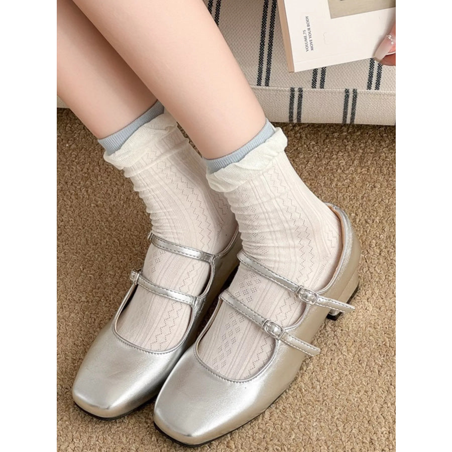 2 Pair Casual Breathable Crew Socks Light gray and white / One Size Apparel Accessories