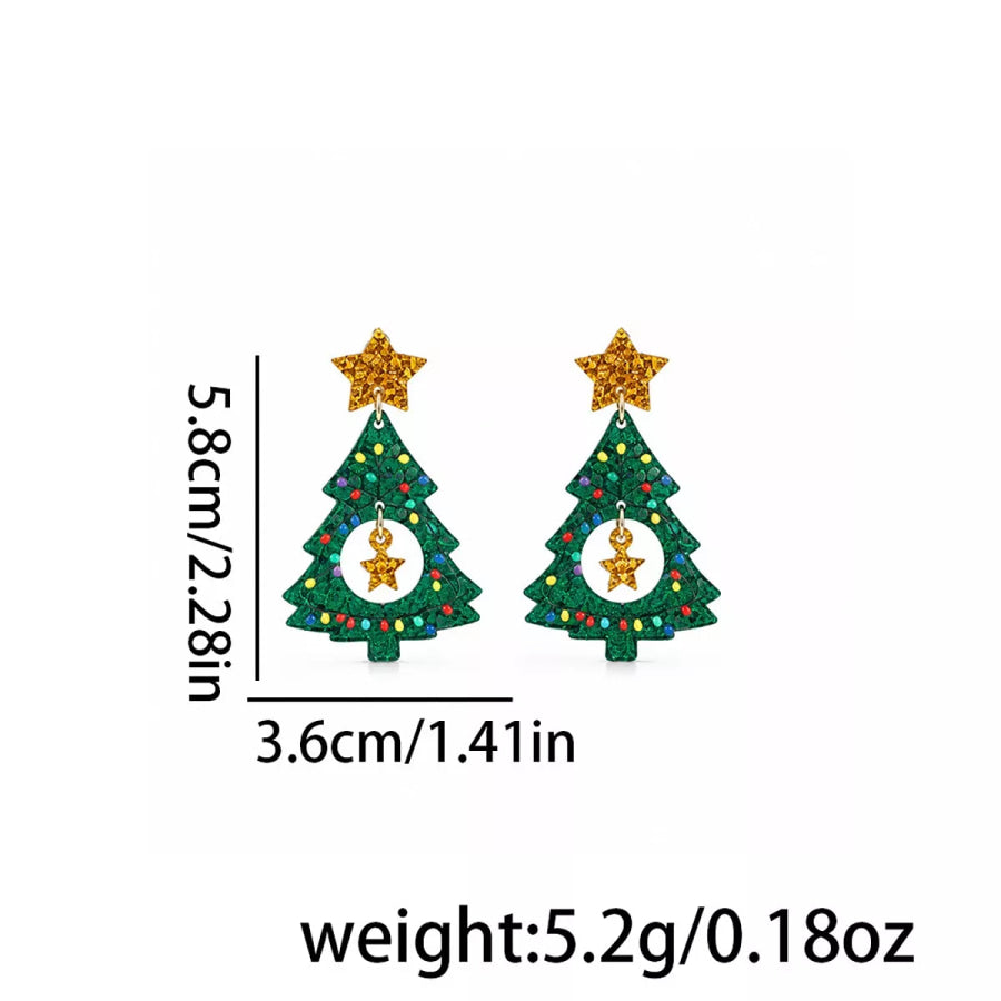 2 Pair Christmas Tree and Stocking Dangle Earrings Set Red / onesize Apparel Accessories