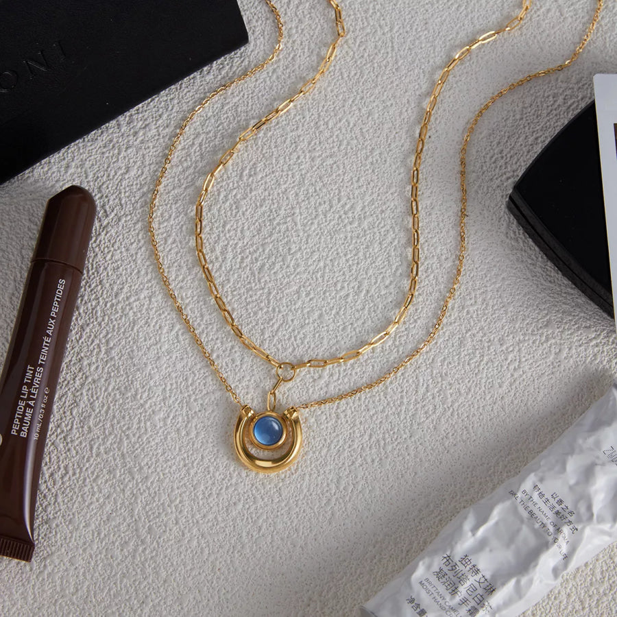 2 Piece 18K Gold-Plated Pendant Necklace Gold / onesize Apparel and Accessories