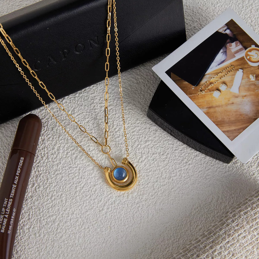 2 Piece 18K Gold-Plated Pendant Necklace Gold / onesize Apparel and Accessories