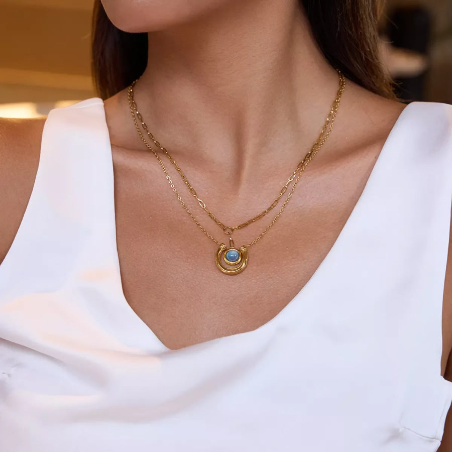 2 Piece 18K Gold-Plated Pendant Necklace Gold / onesize Apparel and Accessories