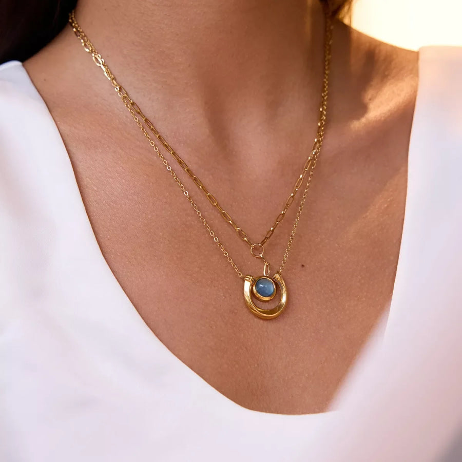 2 Piece 18K Gold-Plated Pendant Necklace Gold / onesize Apparel and Accessories