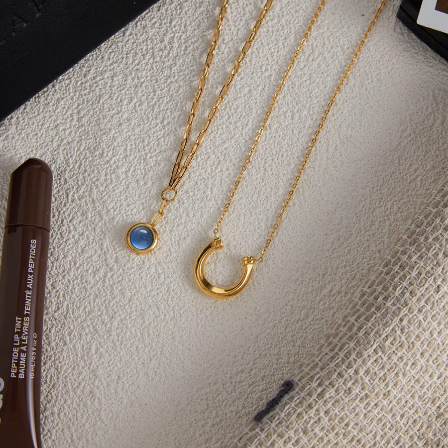 2 Piece 18K Gold-Plated Pendant Necklace Gold / onesize Apparel and Accessories