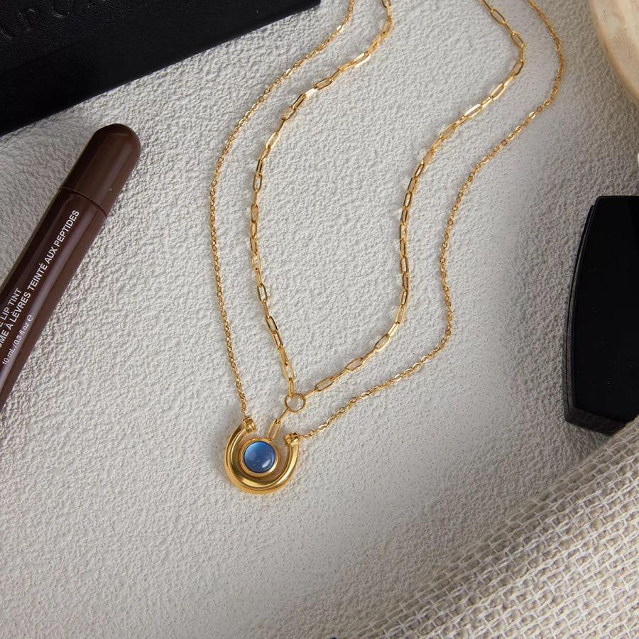 2 Piece 18K Gold-Plated Pendant Necklace Gold / onesize Apparel and Accessories