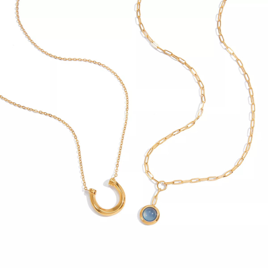 2 Piece 18K Gold-Plated Pendant Necklace Gold / onesize Apparel and Accessories