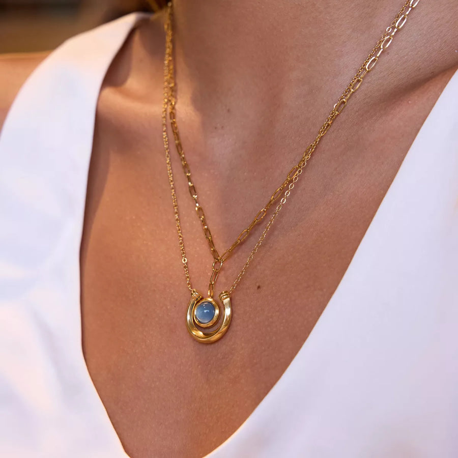 2 Piece 18K Gold-Plated Pendant Necklace Gold / onesize Apparel and Accessories