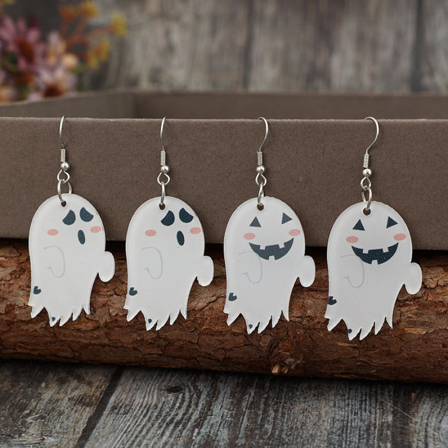 2 Piece Alloy Acrylic Ghost Dangle Earrings White / One Size Apparel and Accessories