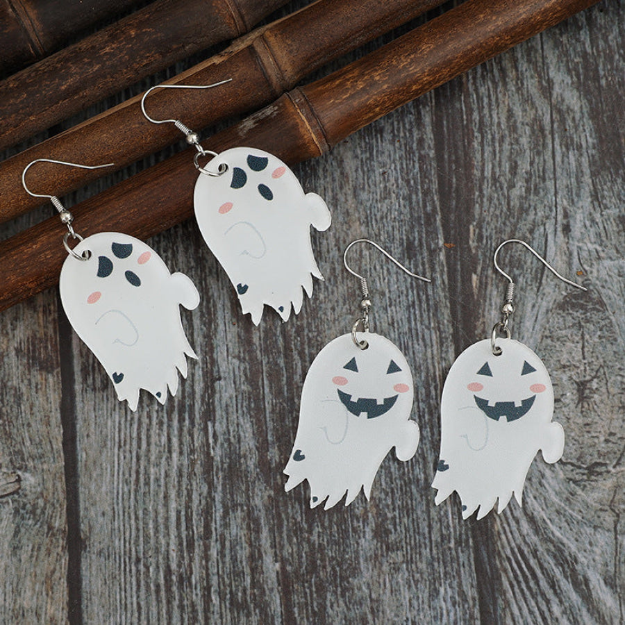 2 Piece Alloy Acrylic Ghost Dangle Earrings White / One Size Apparel and Accessories