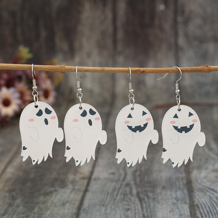 2 Piece Alloy Acrylic Ghost Dangle Earrings White / One Size Apparel and Accessories