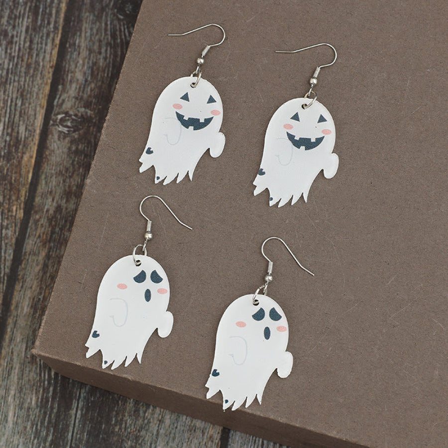 2 Piece Alloy Acrylic Ghost Dangle Earrings White / One Size Apparel and Accessories