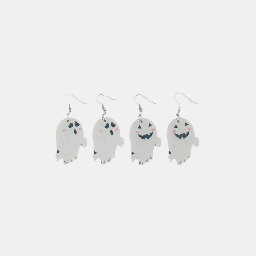 2 Piece Alloy Acrylic Ghost Dangle Earrings White / One Size Apparel and Accessories