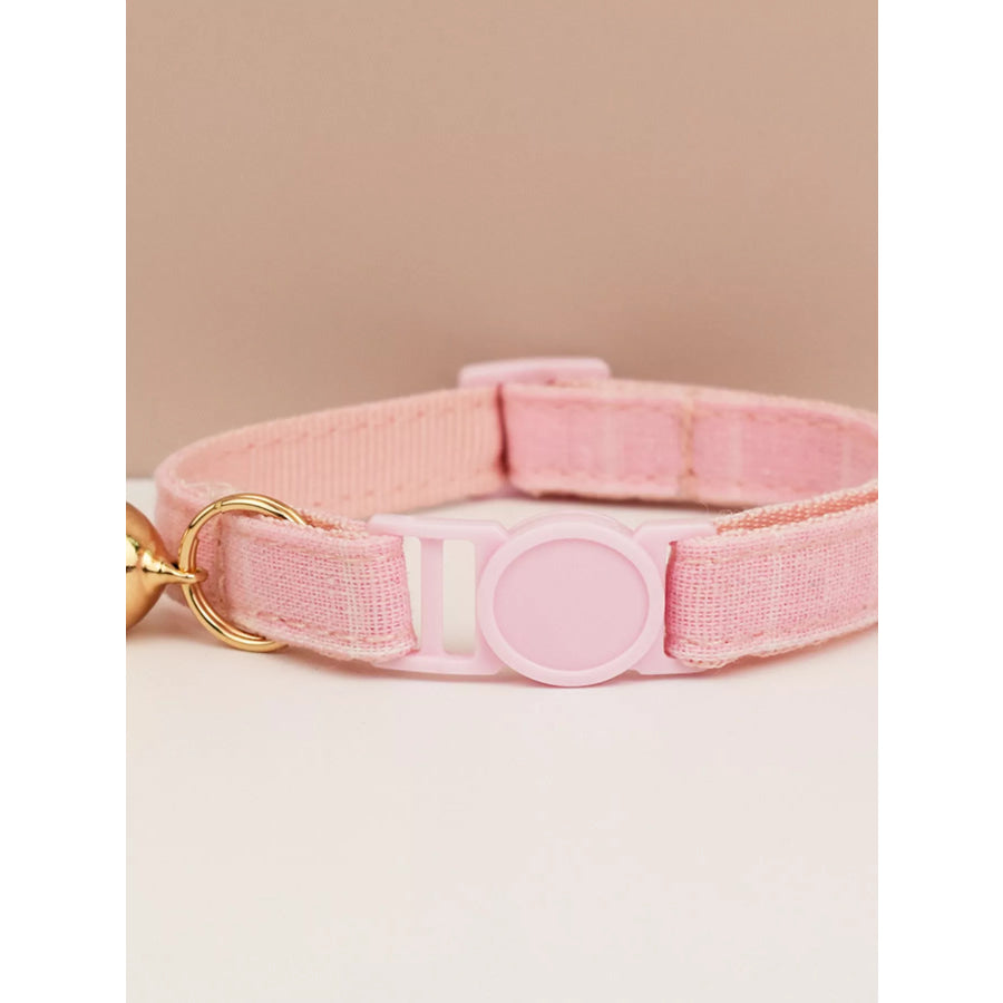 2 Piece Bow Tie Pet Collar with Bell Pink Plaid / S Apparel and Accessories